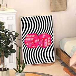 Black & White Stripe Dice Modern Art Canvas Poster, Trendy Wall Art, Apartment Aesthetic Decor, Retro Home Printed Gift - thumbnail 3