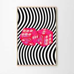 Black & White Stripe Dice Modern Art Canvas Poster, Trendy Wall Art, Apartment Aesthetic Decor, Retro Home Printed Gift - thumbnail 2