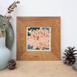 Water Lily Flower Marquetry Wall Art, Small Pink Lily Hanging, Picture, Hand Cut Marquetry Picture, Artwork - thumbnail 1