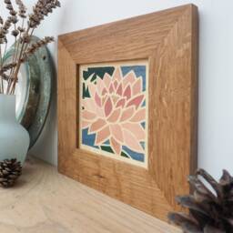 Water Lily Flower Marquetry Wall Art, Small Pink Lily Hanging, Picture, Hand Cut Marquetry Picture, Artwork - thumbnail 2