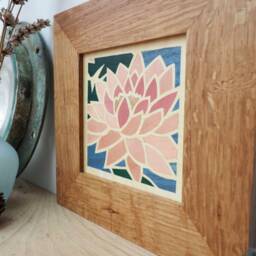 Water Lily Flower Marquetry Wall Art, Small Pink Lily Hanging, Picture, Hand Cut Marquetry Picture, Artwork - thumbnail 3