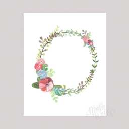 O - Floral Letter Illustration Nursery Wall Decor Decorative Botanical Initial For Baby Or Child's Room Newlywed Gift Art - thumbnail 2