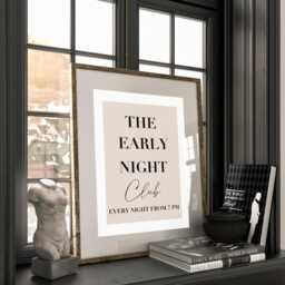 The Early Night Club, Bedroom Prints, Home Decor Trendy Wall Art, Apartment Aesthetic Decor, Retro Livingroom Art Print, Printed Gift - thumbnail 3