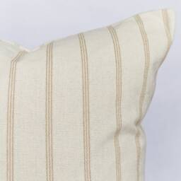 Handmade Beige Coastal Striped Cushion Cover - Stripe Farmhouse Country Pillow - thumbnail 2