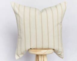 Handmade Beige Coastal Striped Cushion Cover - Stripe Farmhouse Country Pillow - thumbnail 1