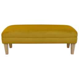 Gold Velvet Footstool - Luxury Upholstered Bench Handmade in Britain - thumbnail 2