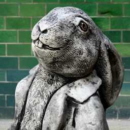 Stone Rabbit With Flower Pot Statue Concrete Bunny Figurine Outdoor Animal Ornament Garden Decor Bunny Lover Gift Handmade - thumbnail 2