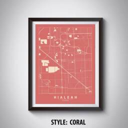 Hialeah Florida Map Art Print 1940S Style Office Decor - thumbnail 3