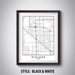 Hialeah Florida Map Art Print 1940S Style Office Decor - thumbnail 2