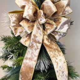 Beige Velvet Bow Wreath Christmas Tree Topper Lantern Bow Xmas Decorations Wedding - thumbnail 2