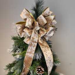 Beige Velvet Bow Wreath Christmas Tree Topper Lantern Bow Xmas Decorations Wedding - thumbnail 3