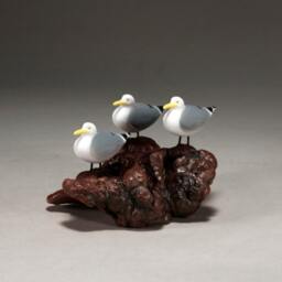 Seagull Sculpture By John Perry Trio 6In Long On Burlwood Statue Decor Figurine - thumbnail 3