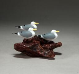 Seagull Sculpture By John Perry Trio 6In Long On Burlwood Statue Decor Figurine - thumbnail 1