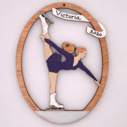 Personalized Figure Skater Christmas Ornament With Custom Colors-Wood, Hand Painted, Laser Cut - thumbnail 2