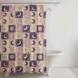 Celestial Shower Curtain - Sun & Moon Bathroom Decor Witchy Boho Aesthetic Astrology Star Whimsigoth - thumbnail 3