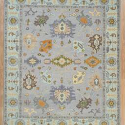 Handwoven Wool Oushak Rug, Gray, Mint Green, Custom Size Ar_3150 - thumbnail 2