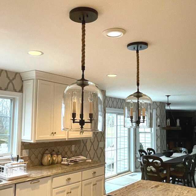 Farmhouse Rope Pendant Light Hand Blown Glass Made To Order - image 1