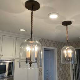 Farmhouse Rope Pendant Light Hand Blown Glass Made To Order - thumbnail 2