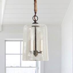 Farmhouse Rope Pendant Light Hand Blown Glass Made To Order - thumbnail 4