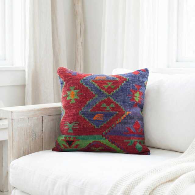 Handwoven Kilim Pillow Cover Southwestern Shabby Chic Throw - image 1