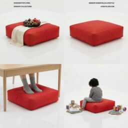 Red Square Bean Bag Floor Cushion Water Resistant Outdoor Seat - thumbnail 3