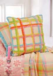 Colourful Tufted Check Cushion Cover 45x45cm - Multicolour Throw Pillow Recycled Cotton Handmade in India Boho Sofa