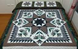 Feather Star With Carolina Lily Quilt, Custom Quit, King/ Queen Cotton Bedspread, Amish Decorations, Couple Housewarming Gift