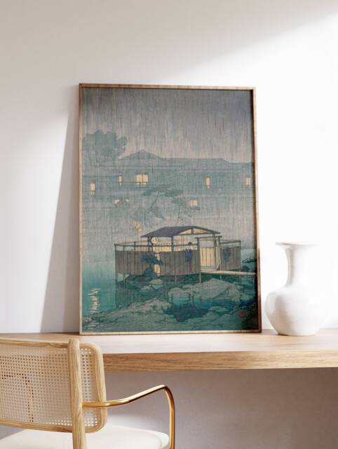 Hasui Kawase, Evening Onsen, Japanese Poster, Travel Wall Art Decor, Exhibition Print, Art, Oriental Gift Idea, A1/A2/A3/A4 - image 1