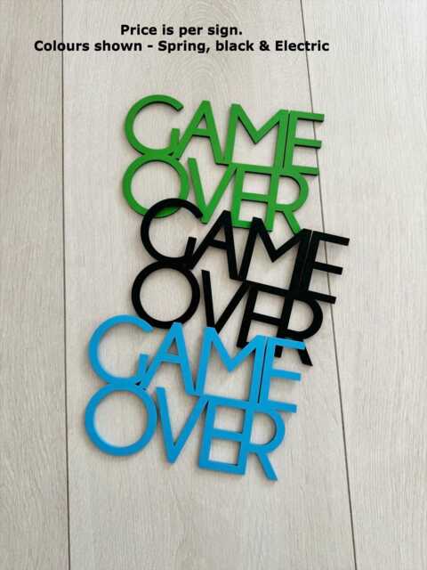 Wooden Game Over Wall Quote Sign/Plaque - Boys Girls Gaming Bedroom Decor - image 1