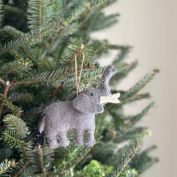 Safari Animal Christmas Ornament Set, Felt Giraffe, Elephant, Zebra, Biodegradable Ornament, From Ganapati Crafts - thumbnail 2