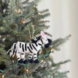 Safari Animal Christmas Ornament Set, Felt Giraffe, Elephant, Zebra, Biodegradable Ornament, From Ganapati Crafts - thumbnail 3
