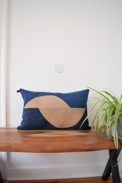 Denim Pillow Cover , Patchwork Denim 14'' X 22'' - image 1