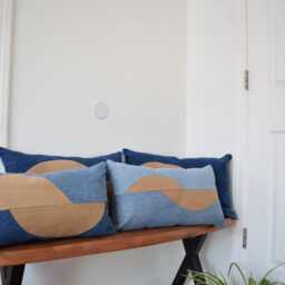Denim Pillow Cover , Patchwork Denim 14'' X 22'' - thumbnail 4