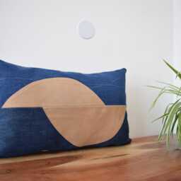 Denim Pillow Cover , Patchwork Denim 14'' X 22'' - thumbnail 3