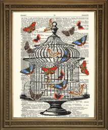 Butterflies Print Original Art, Printed On Vintage Dictionary Pages - thumbnail 1