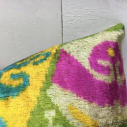 Handwoven Silk Ikat Pillow Cover 12x20 - Decorative Accent - thumbnail 2