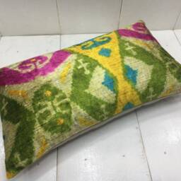 Handwoven Silk Ikat Pillow Cover 12x20 - Decorative Accent - thumbnail 4