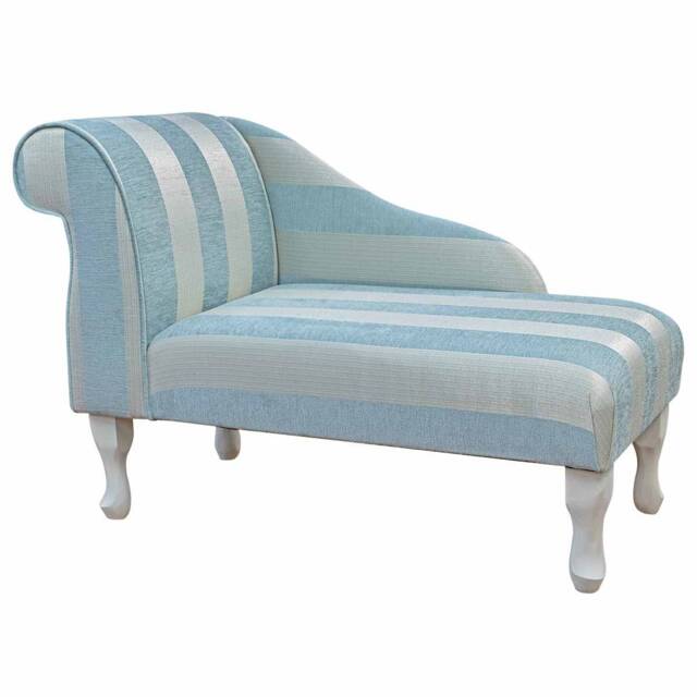 Handmade Mini Chaise Longue Blue Woburn Stripe Fabric, Accent Daybed - image 1