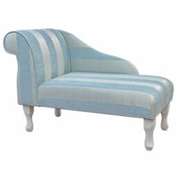Handmade Mini Chaise Longue Blue Woburn Stripe Fabric, Accent Daybed