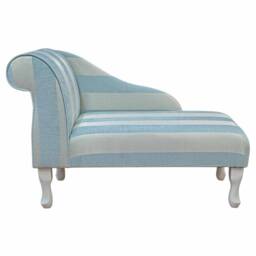 Handmade Mini Chaise Longue Blue Woburn Stripe Fabric, Accent Daybed - thumbnail 2
