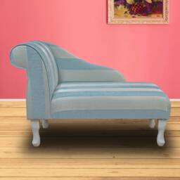 Handmade Mini Chaise Longue Blue Woburn Stripe Fabric, Accent Daybed - thumbnail 3