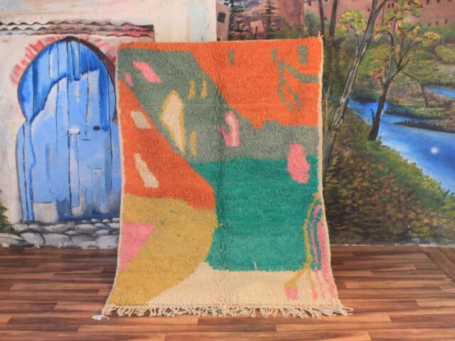 Colorful Moroccan Rug, Custom Fabulous Boujad Abstract Multicolored Carpet, Handmade Bohemian Rug - image 1