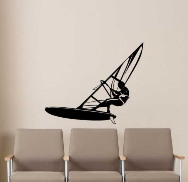 Windsurfing Wall Decal Vinyl Sticker Windsurf Sign Sports Art Murals Design Interior Home Decor - 13Se3F - image 1