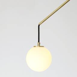 Modern Brass Counterbalance Pendant Lamp With Opal Glass Globe - thumbnail 3