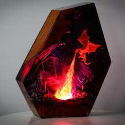 Exclusive Handmade Fire Dragon Resin Lamp - Fantasy Skyrim Night Light, Mystical Flame-Breathing Decor For Home Or Gift - thumbnail 2