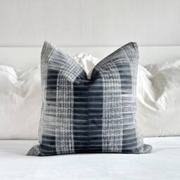 Handmade Hmong Hemp Pillow Cover Black & Grey Striped Vintage Textile - 20 - thumbnail 2