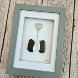 China 20Th Anniversary 9Th Pottery Wedding Gift For Husband & Wife Pebble Art Penguin Wall Hanging Nursery Decor - thumbnail 4