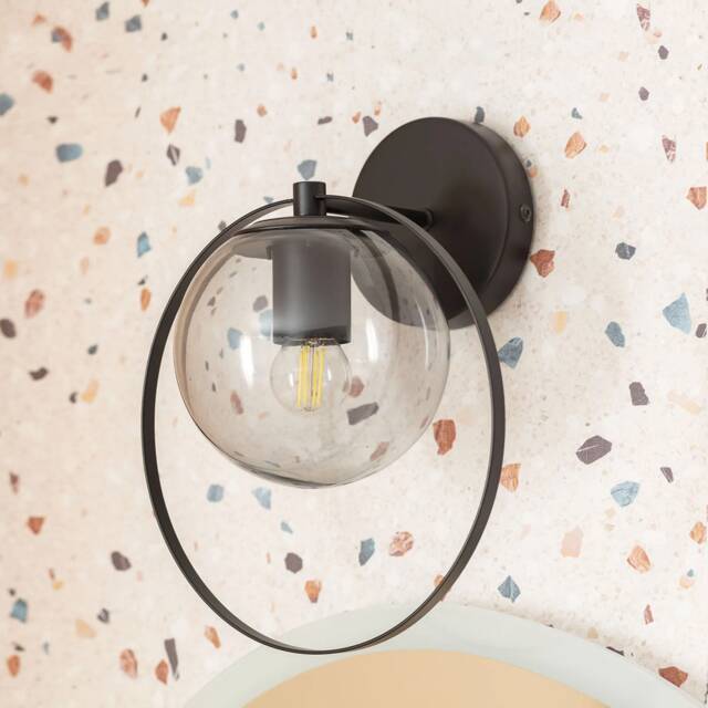 Nur - Modern Black Vanity Light Glass Globe Bathroom Wall Lamp - image 1