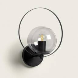 Nur - Modern Black Vanity Light Glass Globe Bathroom Wall Lamp - thumbnail 3