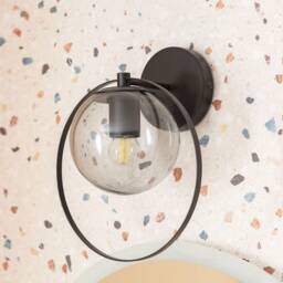 Nur - Modern Black Vanity Light Glass Globe Bathroom Wall Lamp - thumbnail 1